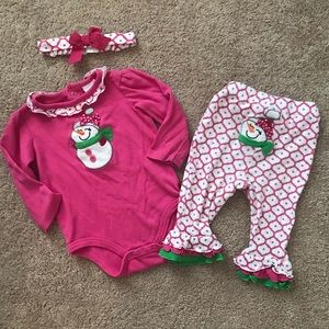 Adorable Baby girl snowman outfit with headband